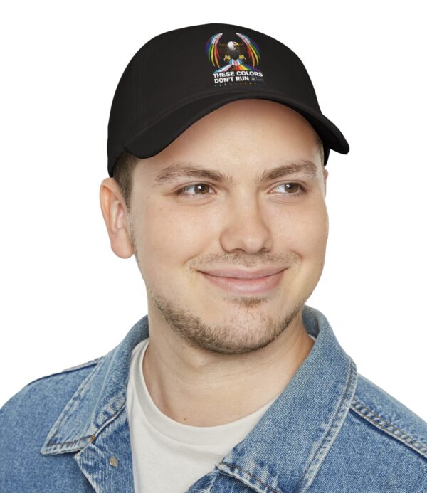 Colors Don’t Run Rainbow Eagle Baseball Cap – LGBTQ+ Pride Low-Profile Cotton Hat