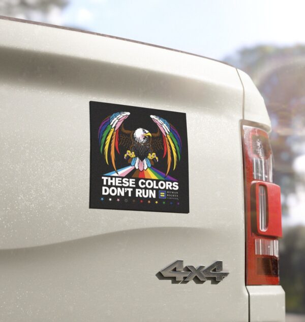Colors Don’t Run Rainbow Eagle Car Magnet – LGBTQ+ Pride All-Weather Magnetic Sign
