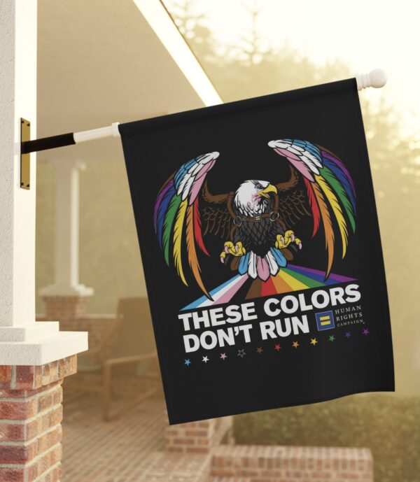 Colors Don’t Run Rainbow Eagle Garden & House Banner – LGBTQ+ Pride Double-Sided Flag