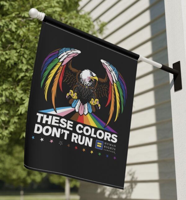 Colors Don’t Run Rainbow Eagle Garden & House Banner – LGBTQ+ Pride Double-Sided Flag