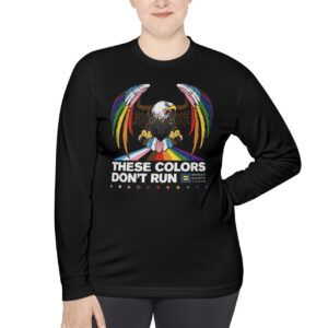 Colors Don’t Run Rainbow Eagle Long Sleeve T-Shirt – LGBTQ+ Pride Classic Fit Tee