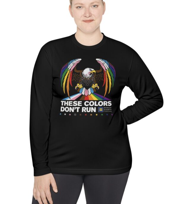 Colors Don’t Run Rainbow Eagle Long Sleeve T-Shirt – LGBTQ+ Pride Classic Fit Tee