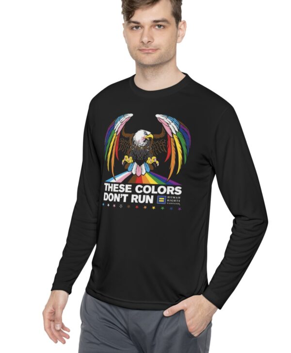 Colors Don’t Run Rainbow Eagle Long Sleeve T-Shirt – LGBTQ+ Pride Classic Fit Tee
