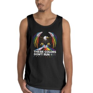 Colors Don’t Run Rainbow Eagle Tank Top – LGBTQ+ Pride Summer Sleeveless Shirt