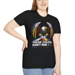 Colors Don’t Run Rainbow Eagle Unisex T-Shirt – LGBTQ+ Pride Patriotic Tee