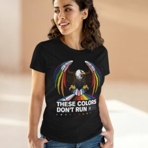 Colors Don’t Run Rainbow Eagle Women’s T-Shirt – LGBTQ+ Pride Feminine Fit Tee