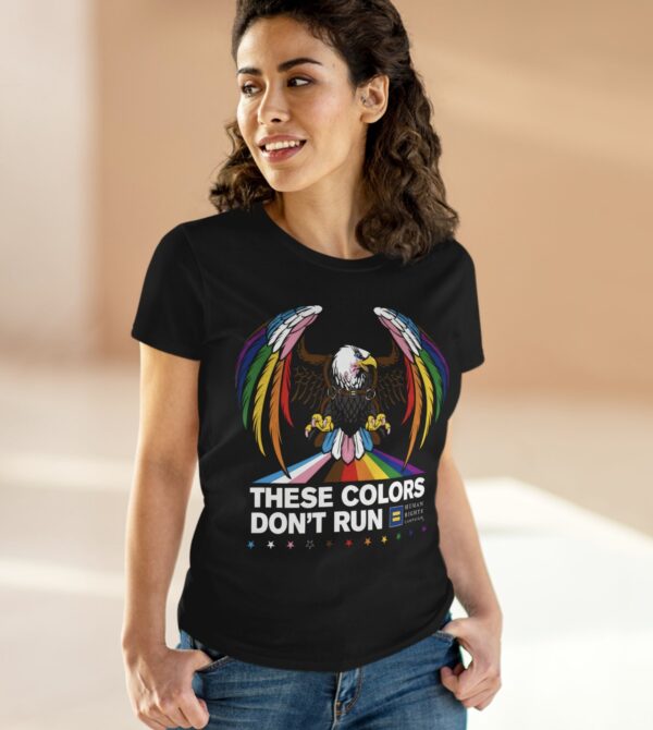 Colors Don’t Run Rainbow Eagle Women’s T-Shirt – LGBTQ+ Pride Feminine Fit Tee